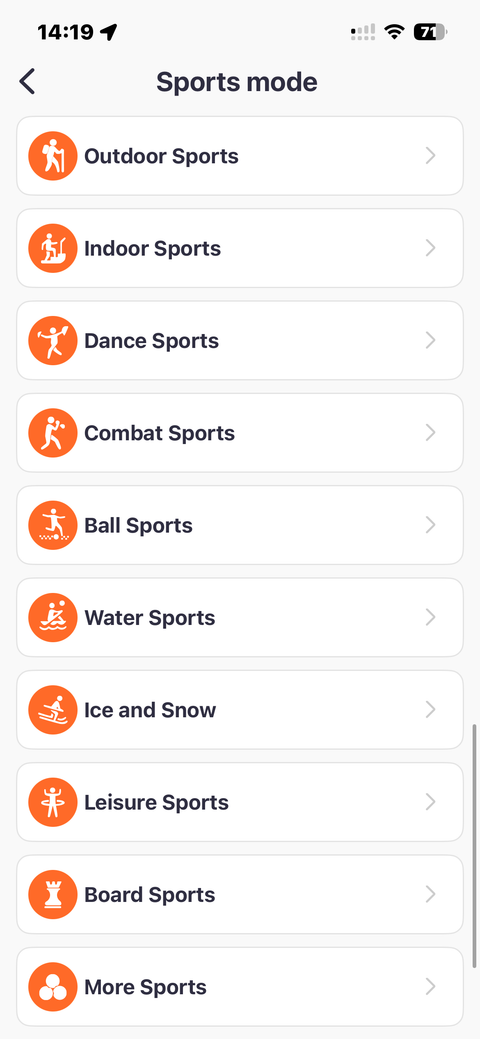 Workout modes — app preview